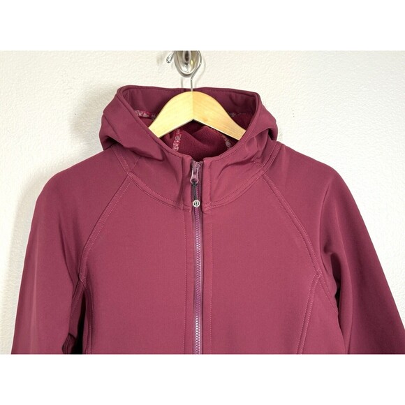 Lululemon Apres Women's 8 Long Raspberry Softshell Hooded Jacket Full Zip‎ Coat - Picture 2 of 13